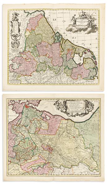 (NETHERLANDS.) Group of 4 double-page engraved maps, all with attractive original hand-coloring.